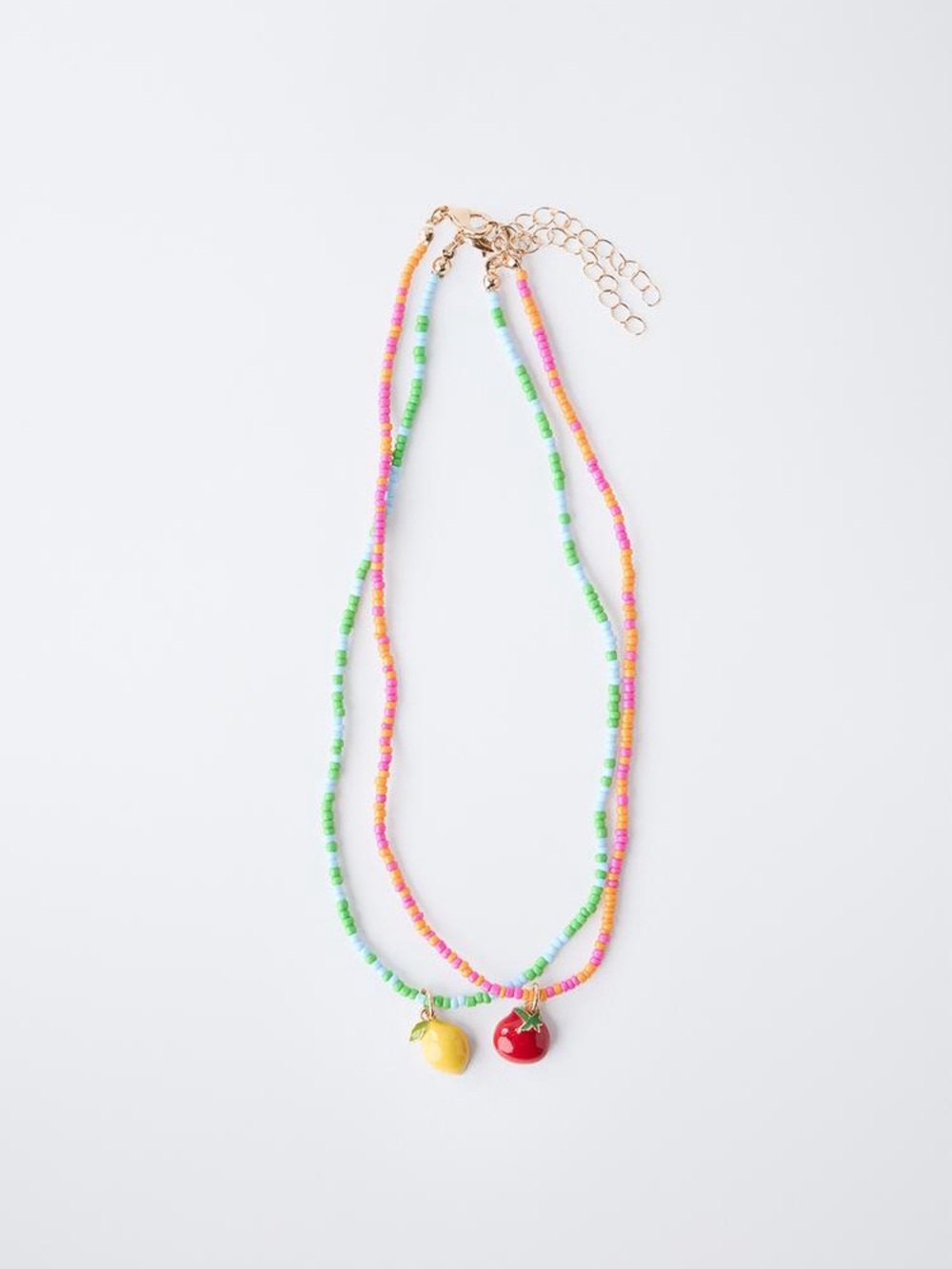 NWT. Zara Red Pack of Two Tomato and Lemon Beaded Necklaces.